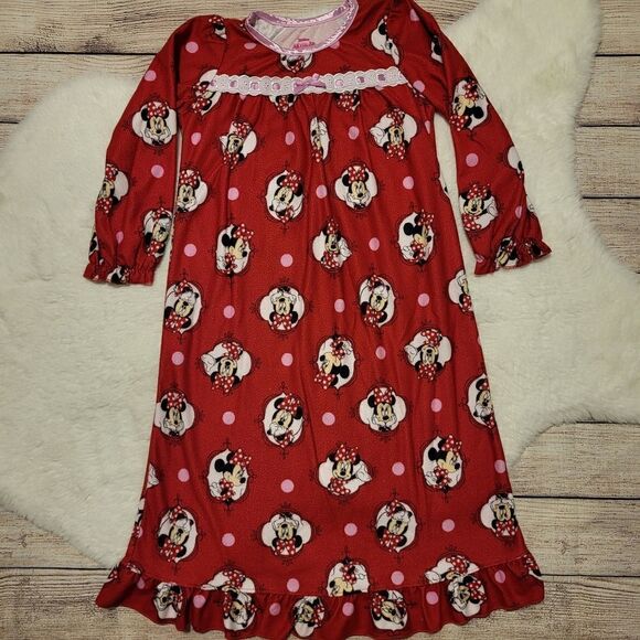 Disney Junior Minnie Mouse toddler girl red long-sleeved night gown - Picture 1 of 8